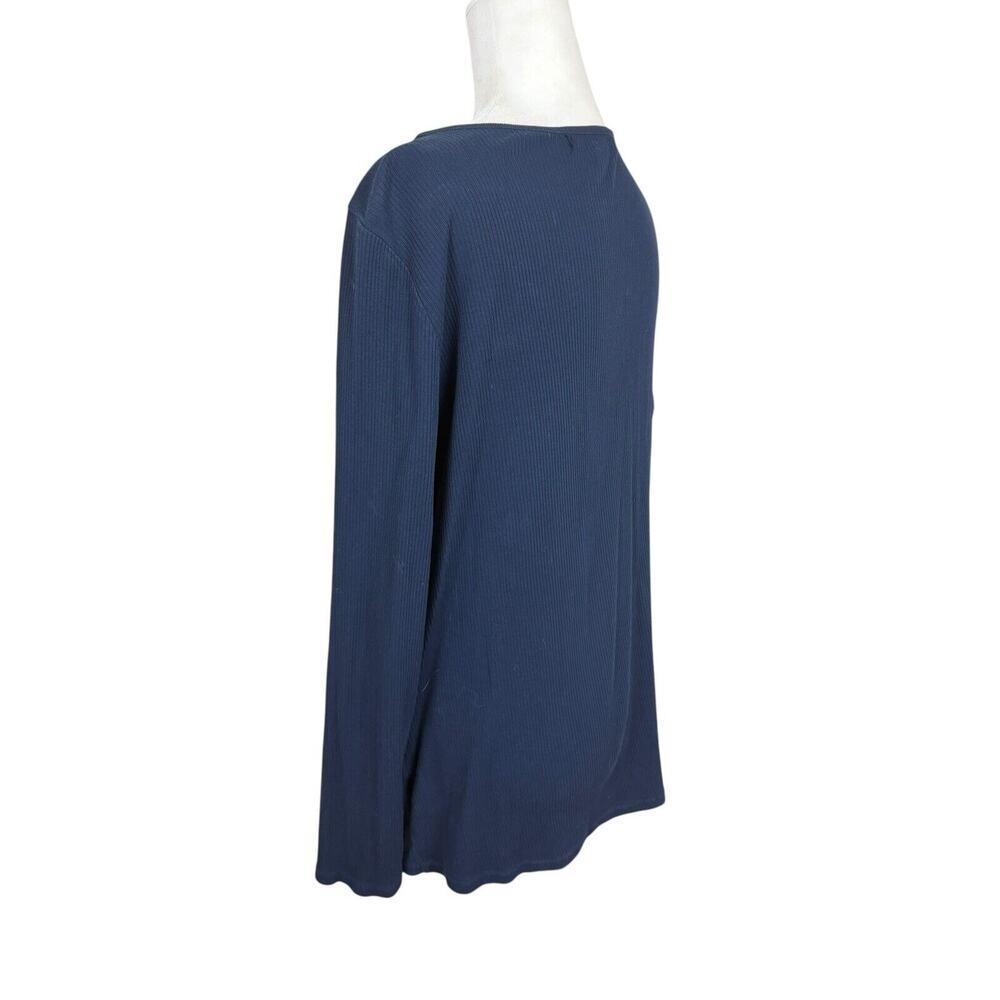 Ralph Lauren Top Womens Size 1X Navy Ribbed Zipper Sophisticated Boat Neck Knit‎ - Picture 3 of 11